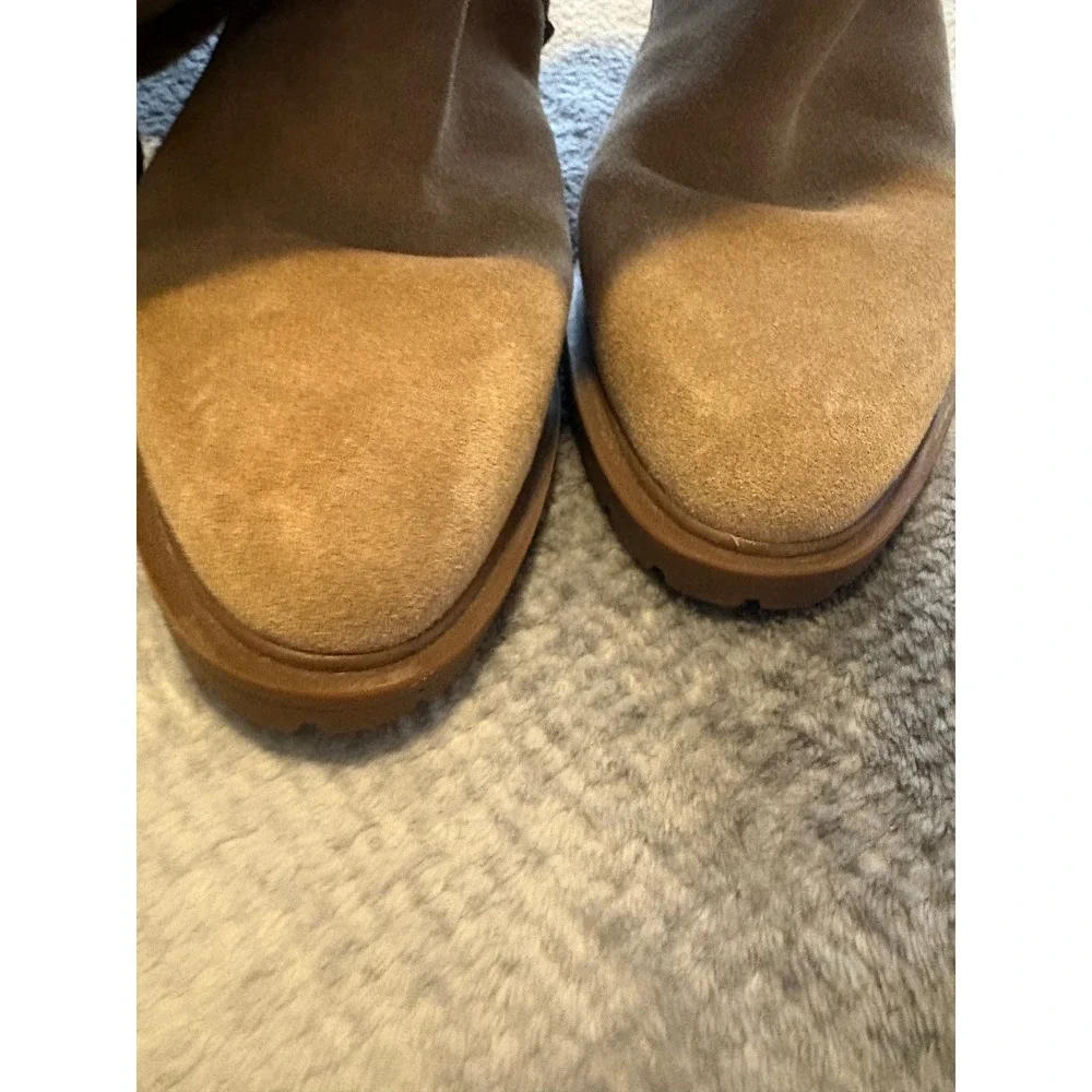 Sole Society Tan Suede Over The Knee Lug Sole Block Heel Boots Womens 7 NWOT